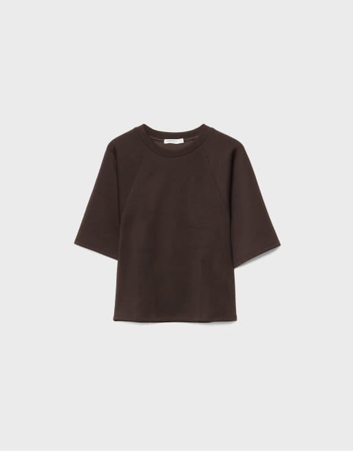 Stradivarius - Zacht T-shirt met korte mouwen in bruin, 6 van 7