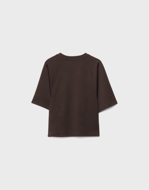 Stradivarius - Zacht T-shirt met korte mouwen in bruin, 7 van 7