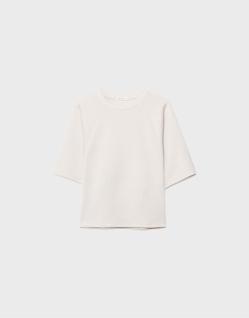 Stradivarius - Zacht T-shirt met korte mouwen in stone, 6 van 7