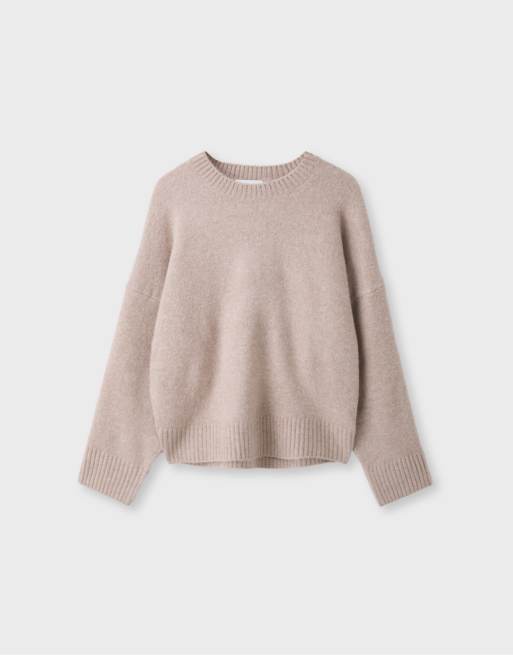 Stradivarius zachte basic gebreide trui in beige, 6 van 7