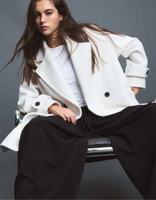 Stradivarius zachte oversized jas in wit, 5 van 7