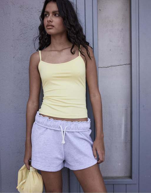 Stradivarius - Zachte short met omgeslagen tailleband in gemêleerd grijs, 2 van 4
