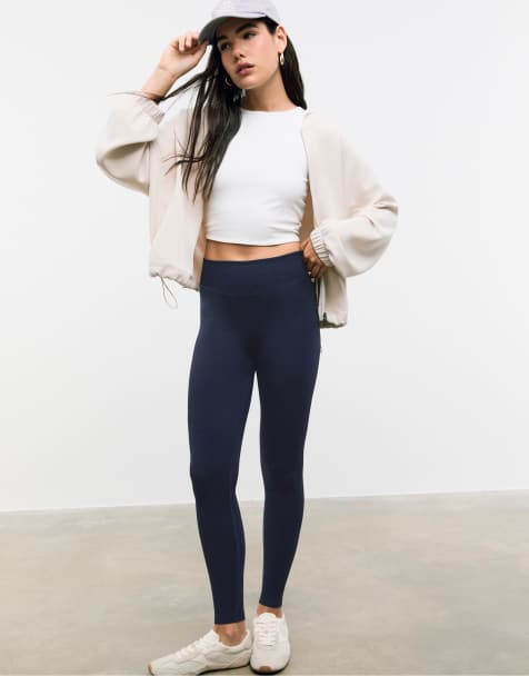 Stradivarius - Zachte vormgevende legging met hoge taille in marineblauw - view 1