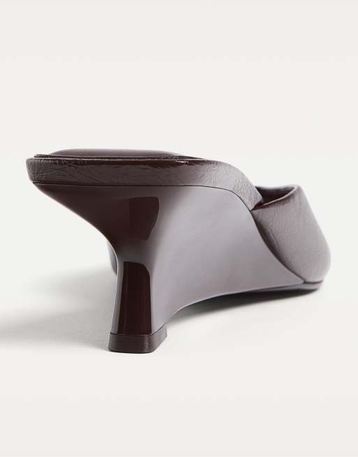 Stradivarius Zeppe bordeaux con tacco asimmetrico ASOS