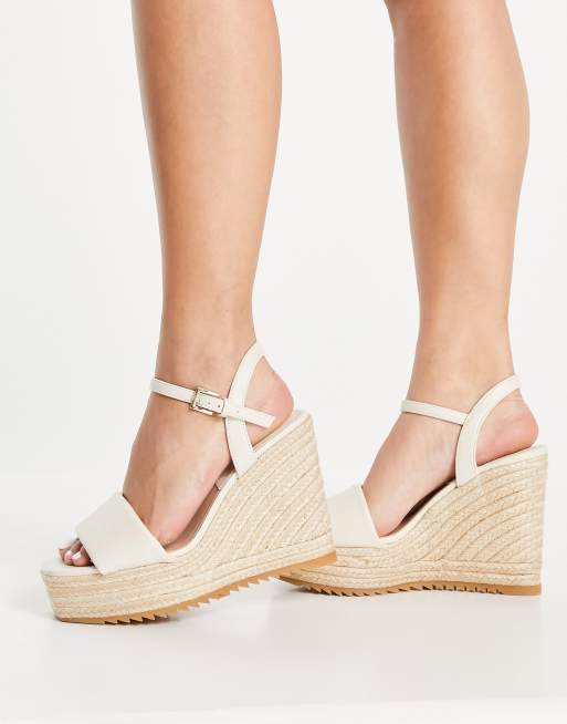 Stradivarius - Zeppe con fascette, colore bianco