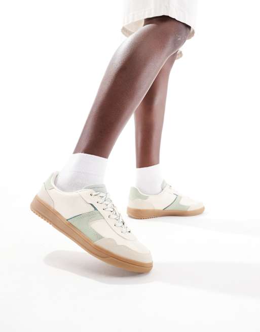 Stradivarius – Zielone buty sportowe na grubej gumowej podeszwie