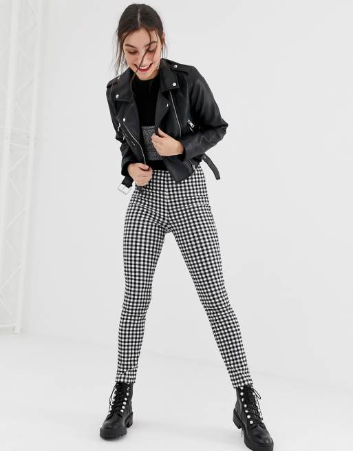 Secretar Por ley sesión Stradivarius zip side gingham print pants in multi | ASOS