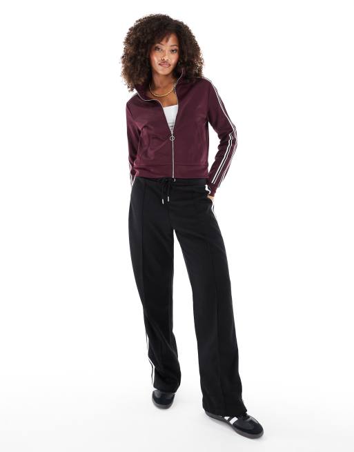 Stradivarius zip thru sweater in burgundy ASOS