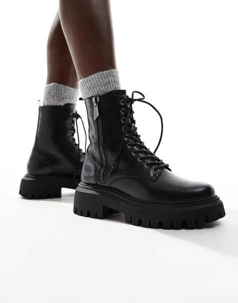Stradivarius zip up ankle boots in black - view 1
