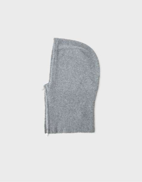 Stradivarius Zip-up balaclava in grey melange - view 1