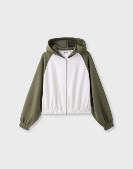 Stradivarius Zip-up hoodie in khaki, 6 of 7