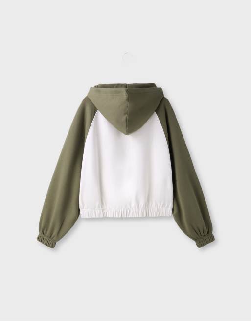 Stradivarius Zip-up hoodie in khaki, 7 of 7