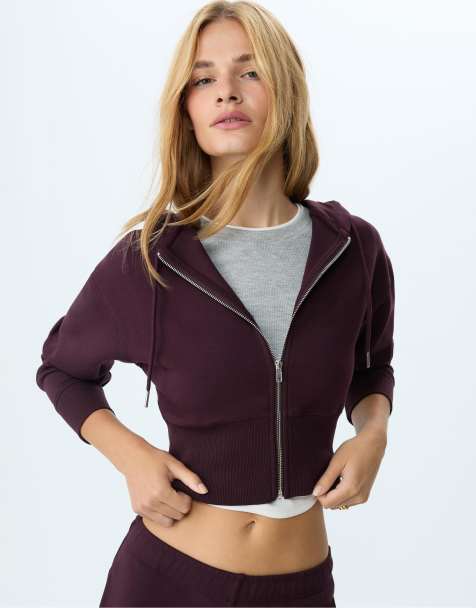 Stradivarius Zip-up hoodie in purple - view 1