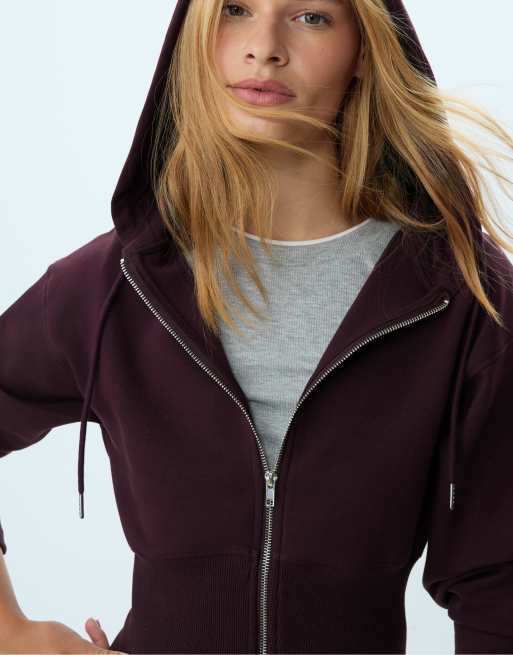 Stradivarius Zip-up hoodie in purple ASOS