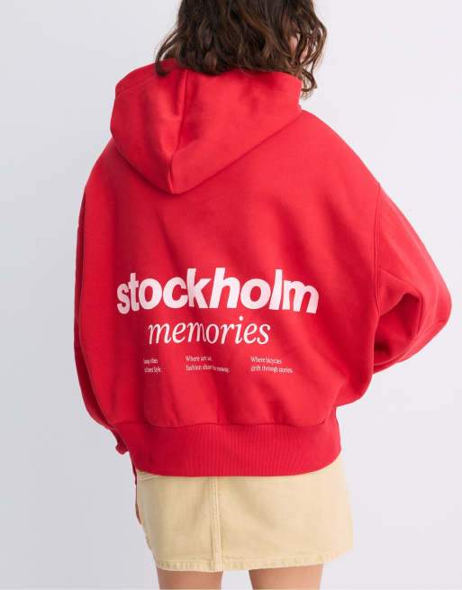 Stradivarius Zip-up hoodie in red, 3 of 7
