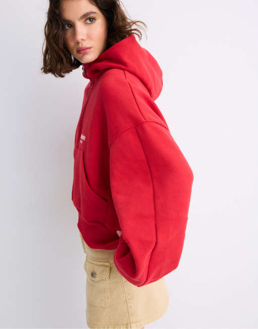 Stradivarius Zip-up hoodie in red, 5 of 7