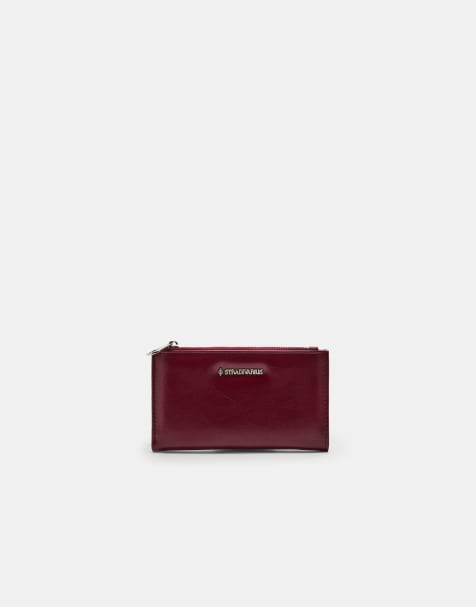 Stradivarius zip up purse in burgundy - view 1