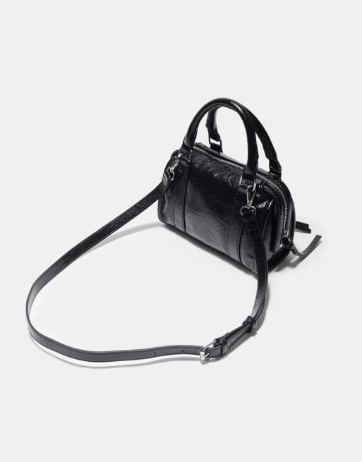 Stradivarius Zipped bowling bag in black, 2 of 4