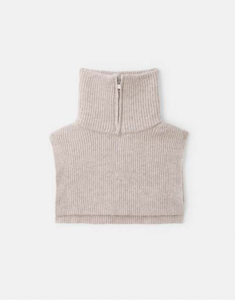 Stradivarius Zipped collar in stone - view 1