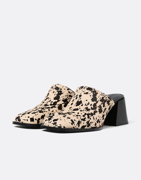 Stradivarius - Zoccoli multicolore con tacco e stampa animalier in pelliccia - view 1
