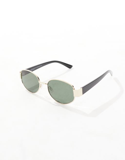 Stradivarius – Złote owalne okulary przeciwsłoneczne bez oprawek, 3 z 4