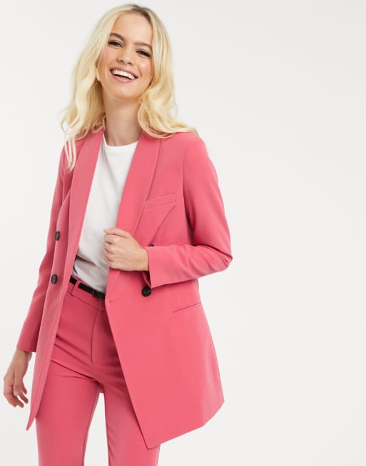 Stradivarius Zweireihiger Blazer Und Paperbag Hose In Rosa Kombiteil Asos