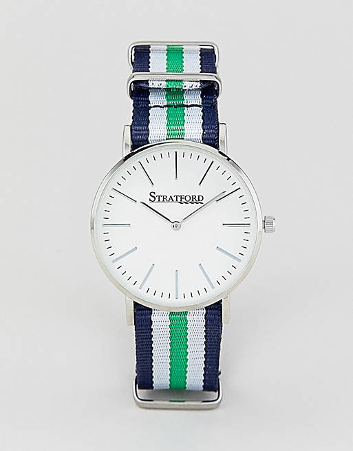 Stratford Canvas Strap Watch With Silver Dial
