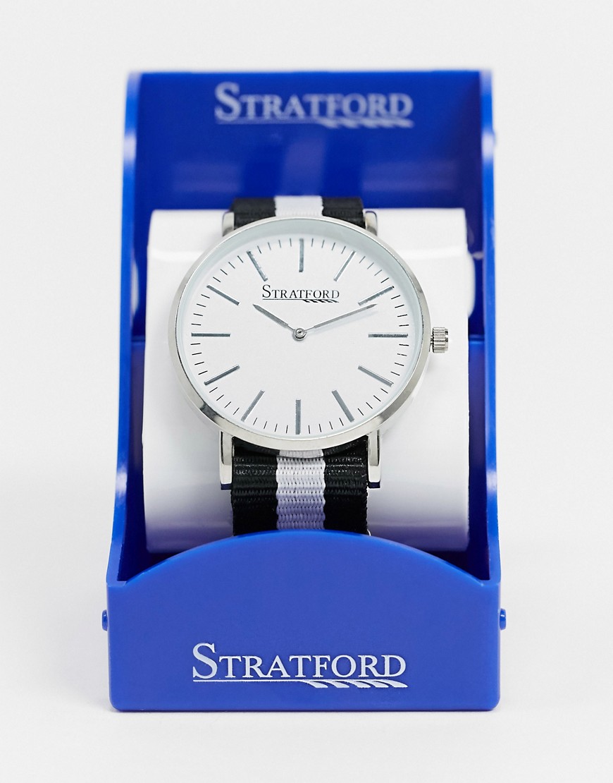 Stratford - Horloge met zwarte en witte band