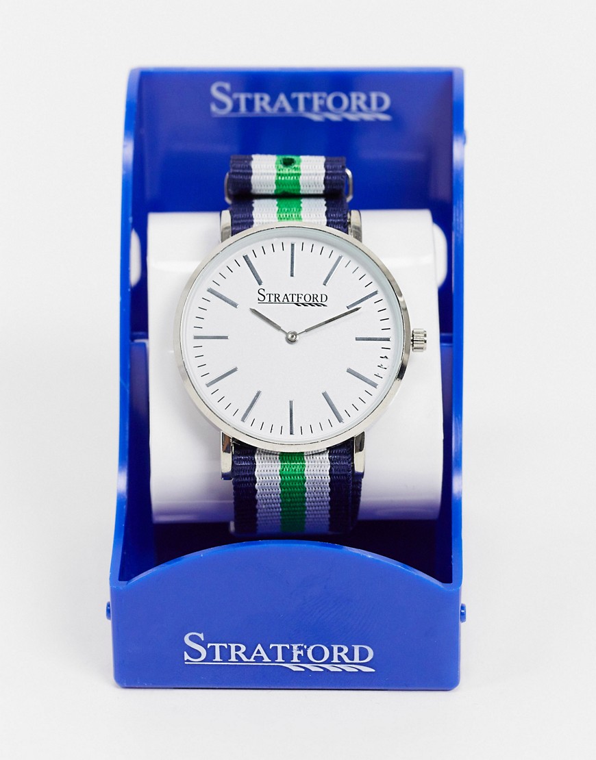 Stratford - Zilverkleurig horloge met nylon band