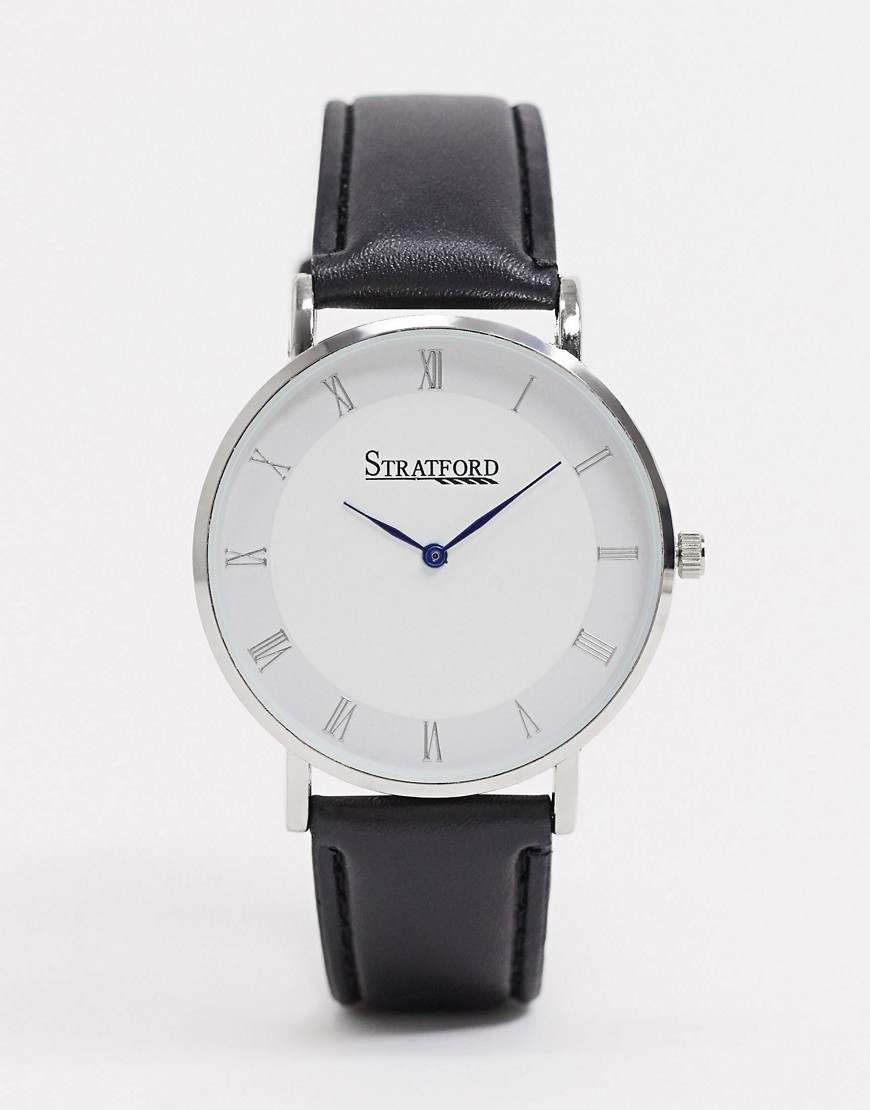 Stratford - Zwart horloge met witte wijzerplaat
