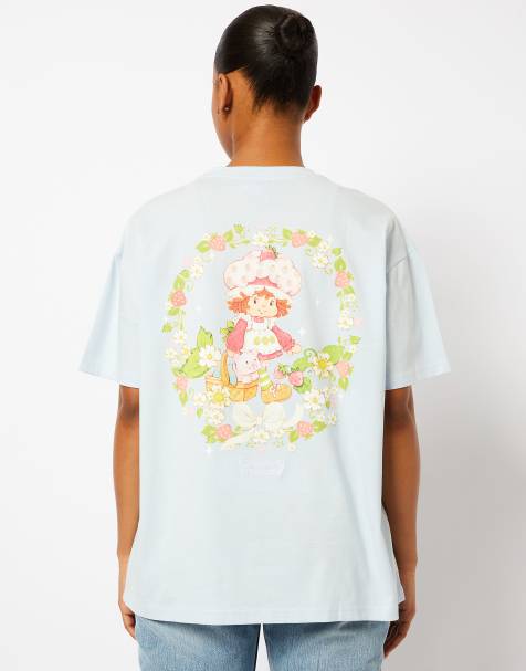 Strawberry shortcake x skinnydip flower t-shirt in light blue - view 1