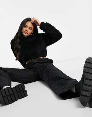 cropped teddy fleece