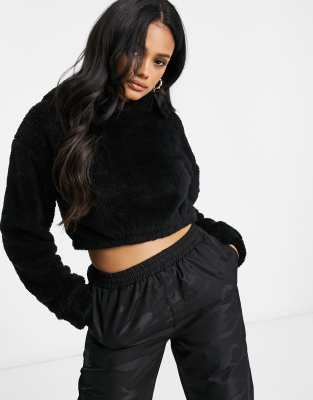 cropped teddy fleece
