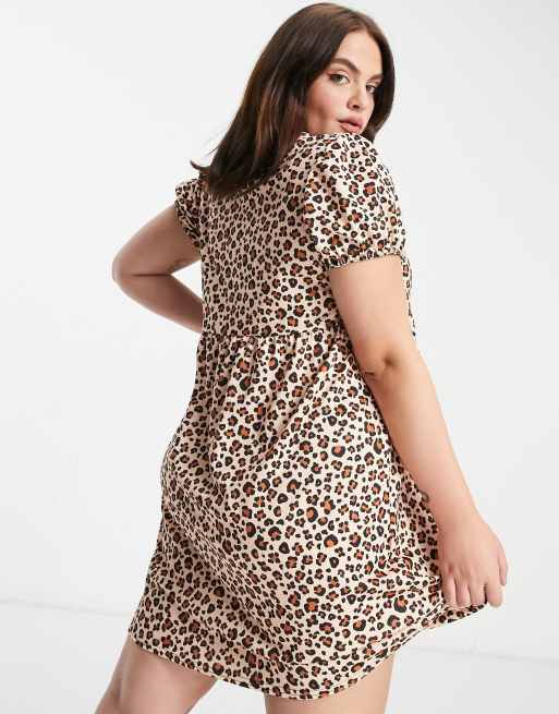 Street Collective Curve – Leopardmönstrad panelsydd smockklänning i jersey, 2 av 4