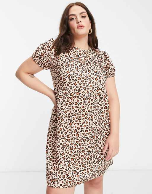 Street Collective Curve – Leopardmönstrad panelsydd smockklänning i jersey, 4 av 4