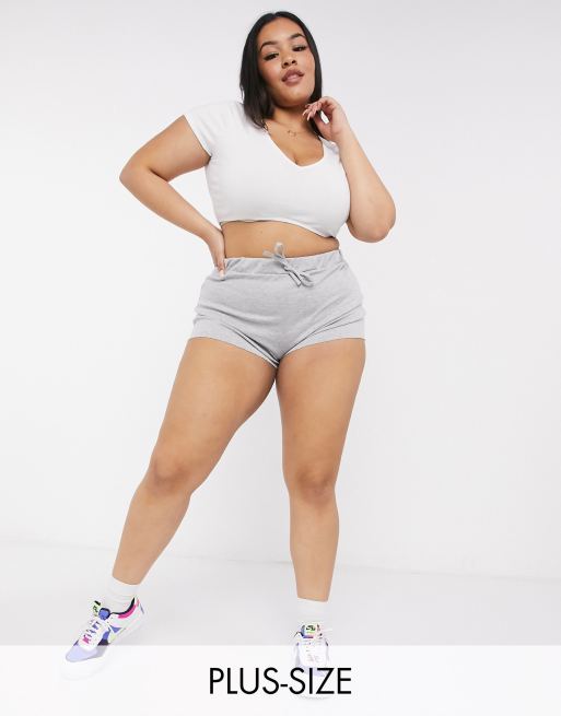 Street Collective Curve mix and match high waisted jogger shorts in gray