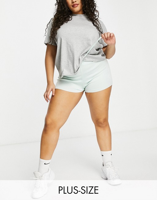 Street Collective Curve mix and match high waisted jogger shorts in sage green