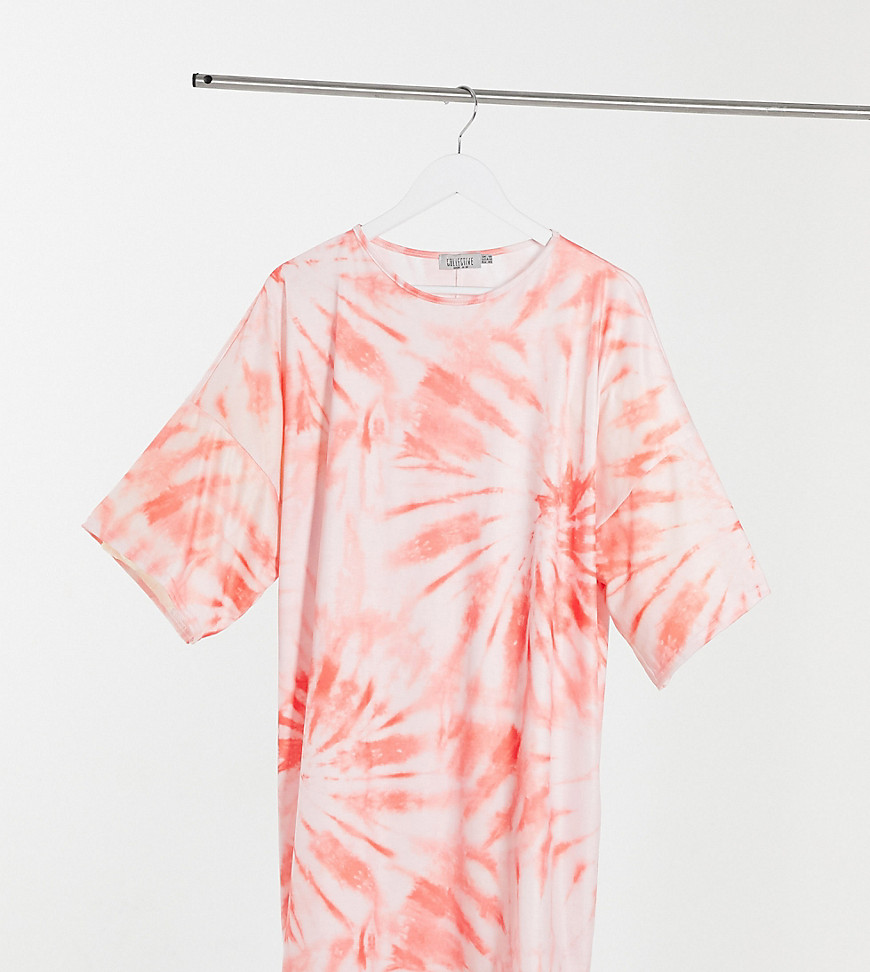 Street Collective Curve - Ruimvallende T-shirtjurk in tie-dye-Roze