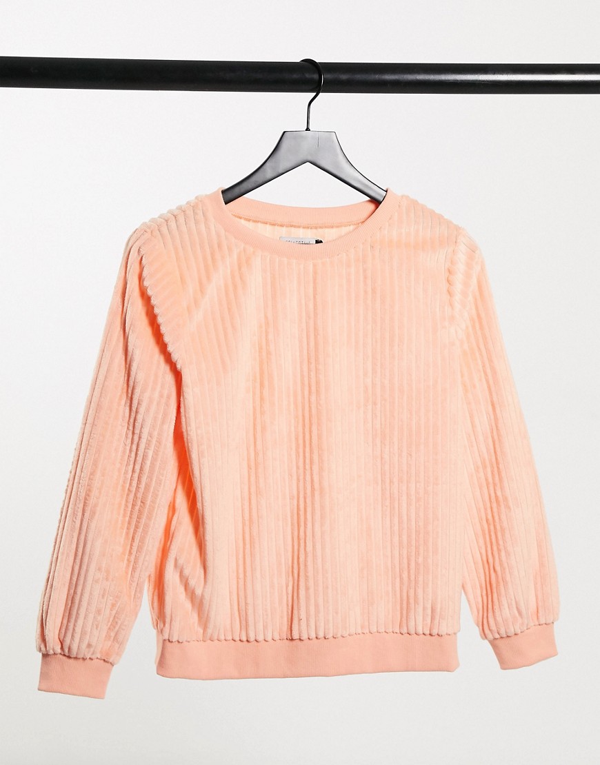 Street Collective - Oversized sweater van corduroy in perzikkleur-Oranje