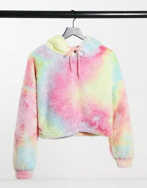 Drawstring hooded tie dye teddy coat new arrivals