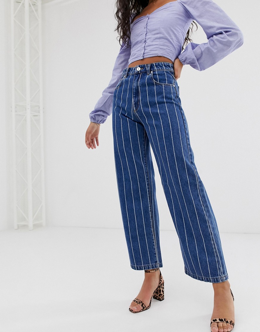 Street jeans i A-linje med striber fra Abrand-Blå