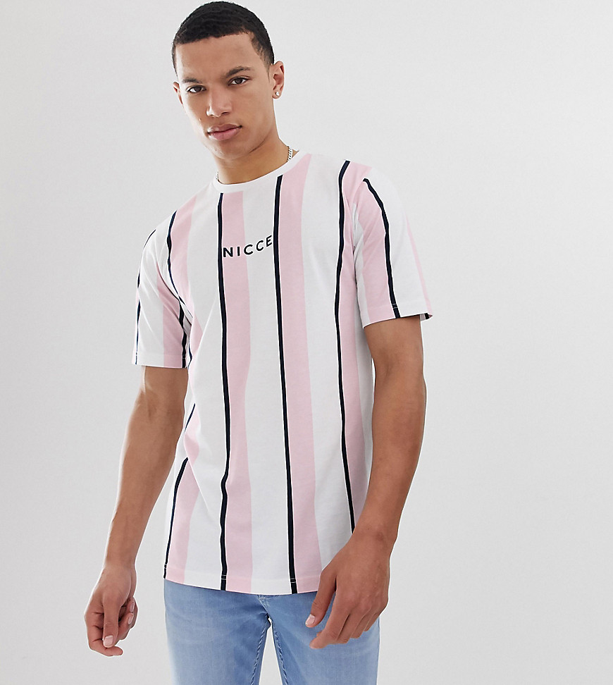 Stribet lyserød t-shirt fra Nicce-Pink