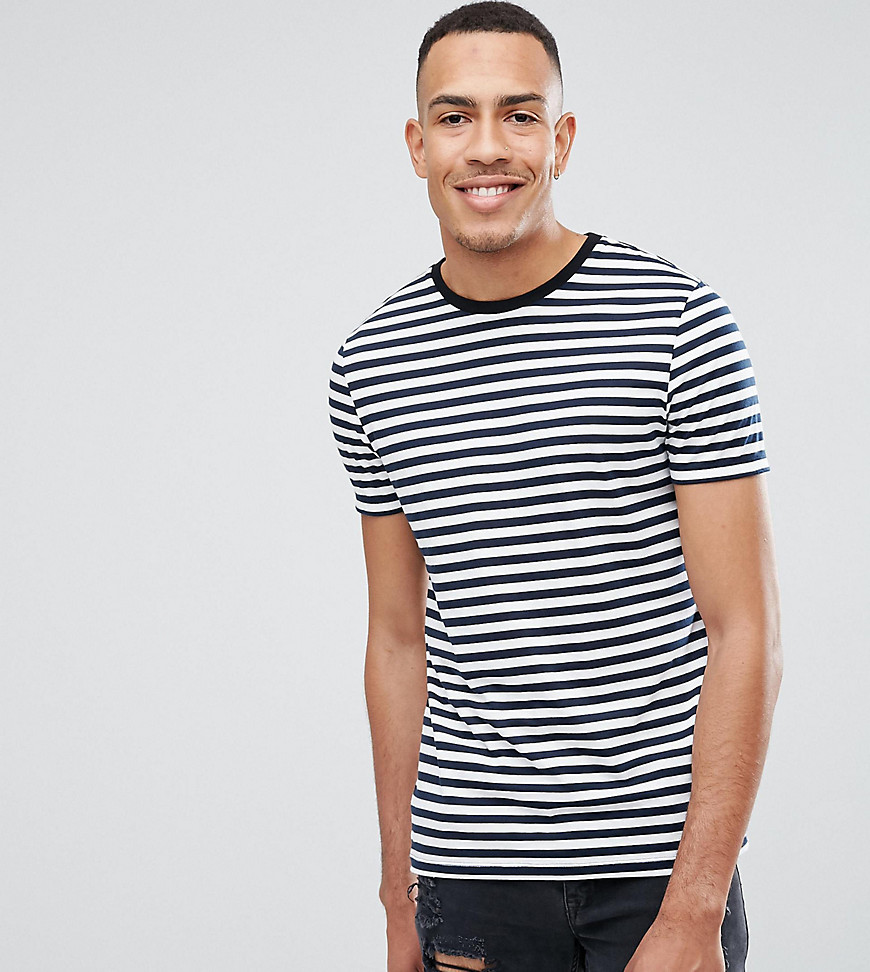 Stribet t-shirt i navy og hvid fra ASOS DESIGN Tall-Marineblå