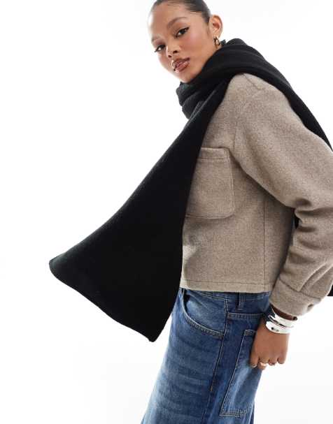 Strikket, sort tørklæde fra ASOS DESIGN - view 1