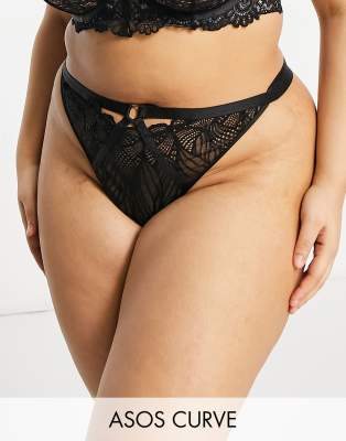 Стринги с декоративными лентами и кольцом Ruby от ASOS DESIGN Curve-Черный цвет