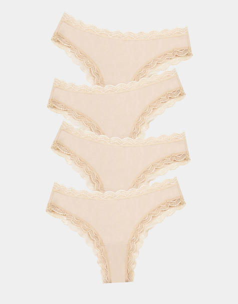 Stripe and Stare Brazilian knicker four pack in beige - view 1
