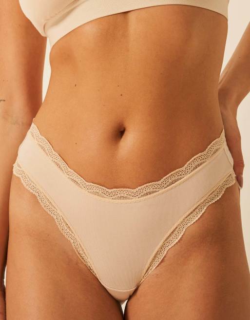 Stripe and Stare Brazilian knicker four pack in beige, 3 of 7