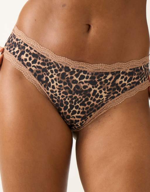 Stripe and Stare Brazilian knicker four pack in brown, 4 of 6