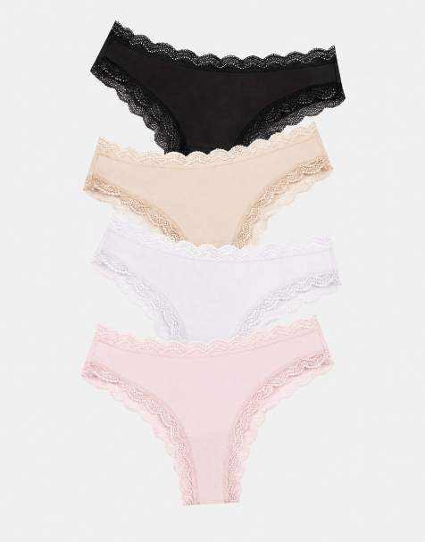 Stripe and Stare Brazilian knicker four pack in sand essentials - view 1