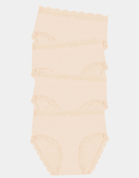 Stripe and Stare High rise knicker four pack in beige - view 1
